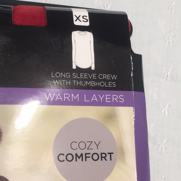 Cuddl Duds Double Plush Velour Crimson Long Sleeve Crew with Thumbholes - Picture 3 of 7